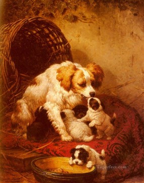犬 Painting - ハッピーファミリーの動物犬ヘンリエット・ロナー・クニップ